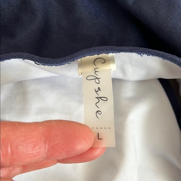 CUPSHE Navy Blue Halter One Piece Swimsuit, Size L - Picture 2 of 15